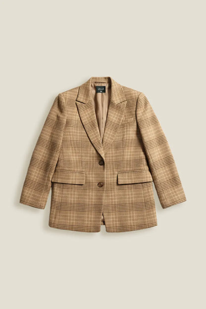 Blazer Mujer Principe De Gales Cafe