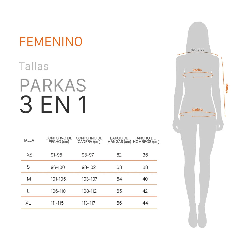 Parka Mujer 3 En 1 Skada Celeste