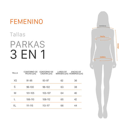 Parka Mujer 3 En 1 Skada Celeste