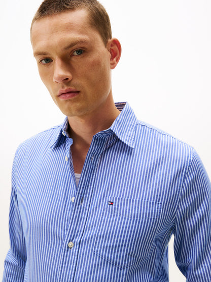 Camisa Hombre Regular Fit Stripe Twill Azul