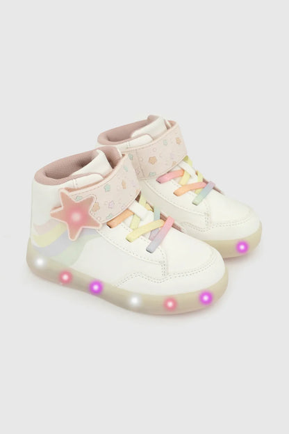 Zapatilla Niña luces Blanca Multicolor