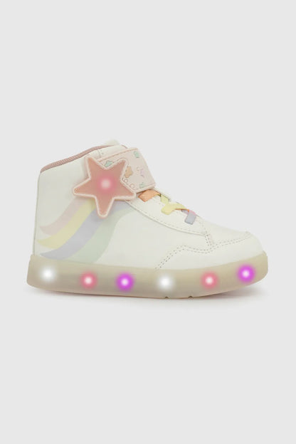 Zapatilla Niña luces Blanca Multicolor