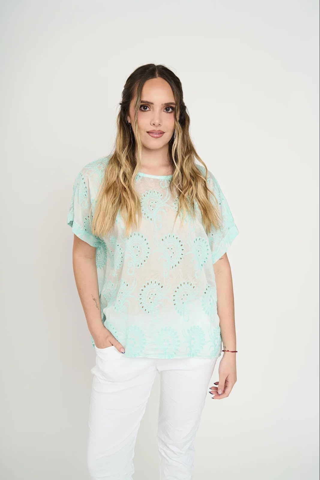 Polera Delfina Manga Corta Mujer Agua