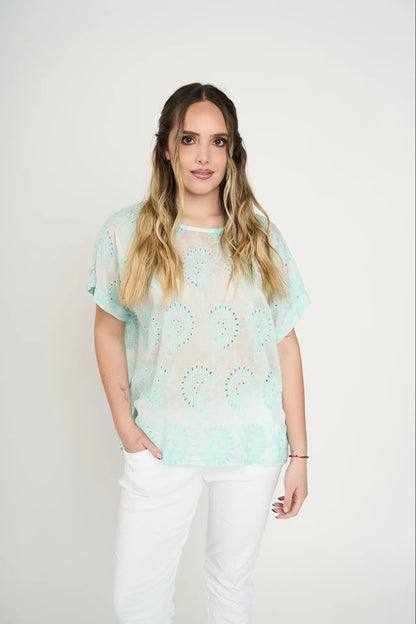 Polera Delfina Manga Corta Mujer Agua