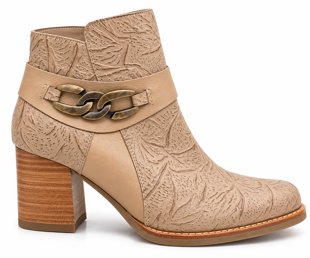 Botin Mujer Cuero Miel