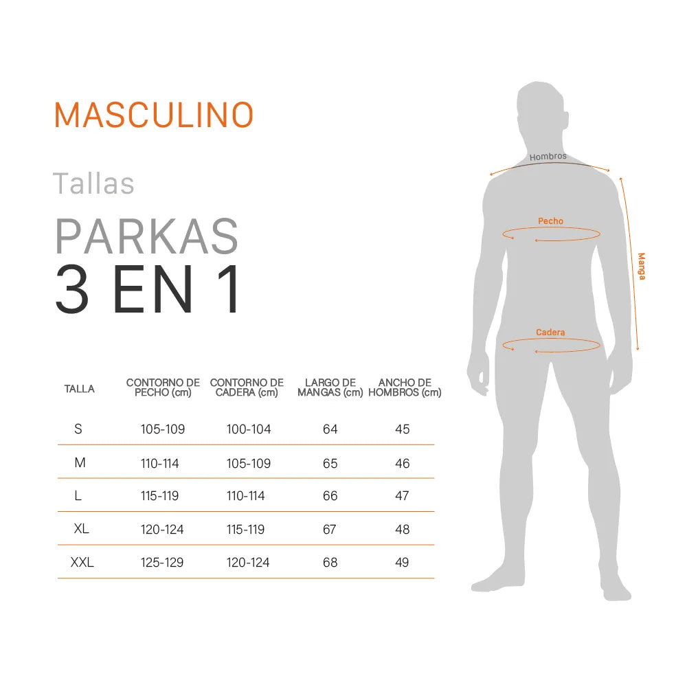 Parka Hombre 3 En 1 Skada Negro