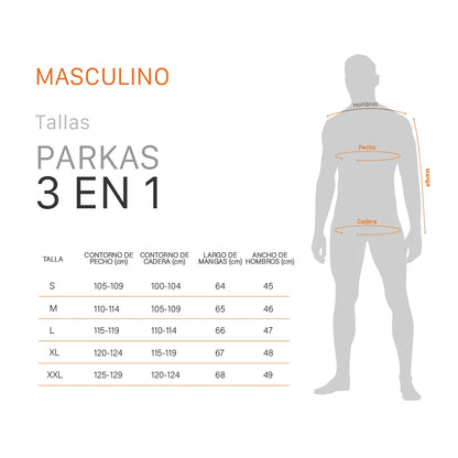 Parka Hombre 3 En 1 Skada Negro
