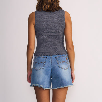 Polera Mujer Sin Mangas Gris