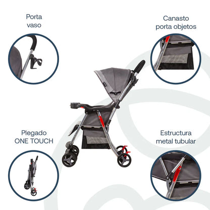Coche Paseo y Cuna Twister SX Gris