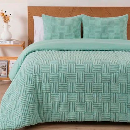 Plumon Jacquard Sherpa Trama Verde