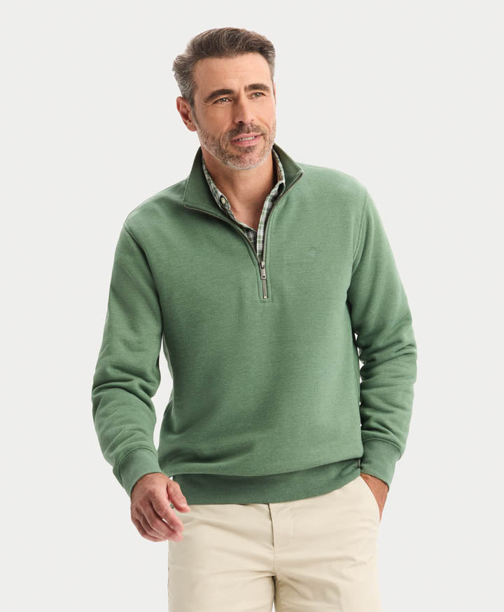 Poleron Hombre 1/4 Zip Fleece Duck Verde