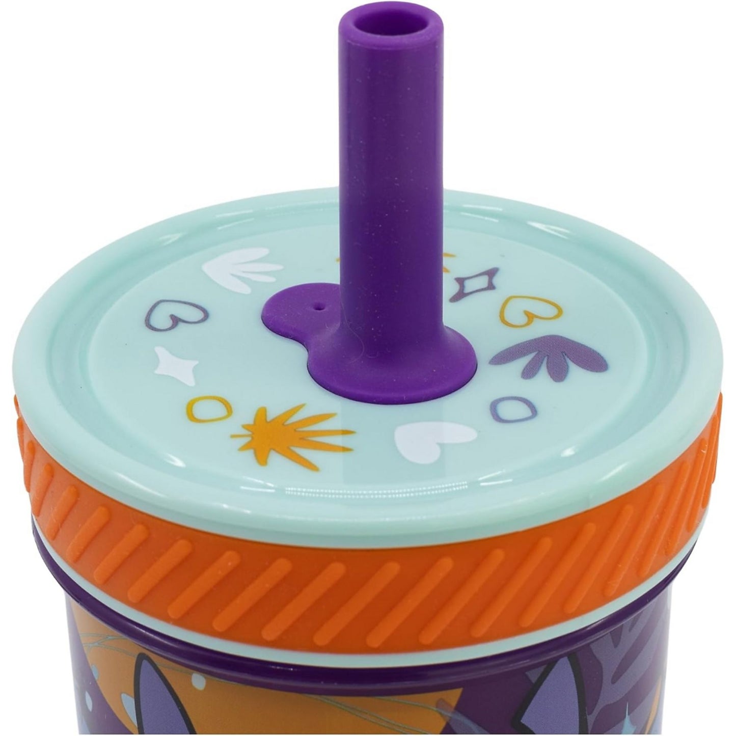 Vaso Antivuelco Disney Stitch Con Pajita Silicolna 370ml Morado