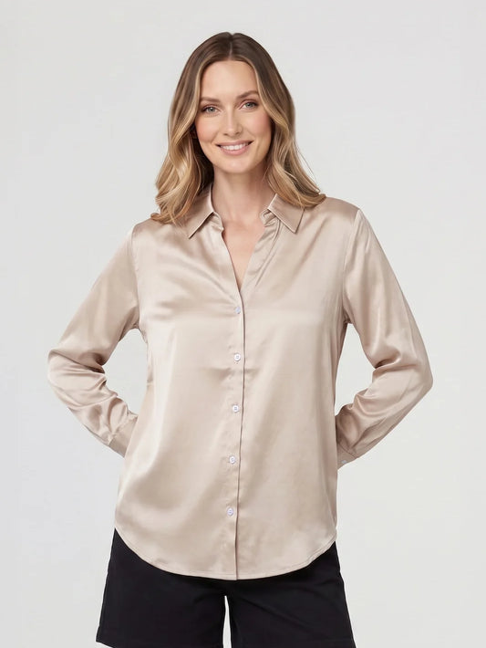 Blusa Manga Larga Mujer Beige