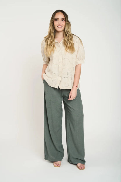 Blusa Manga Corta Mujer Beige