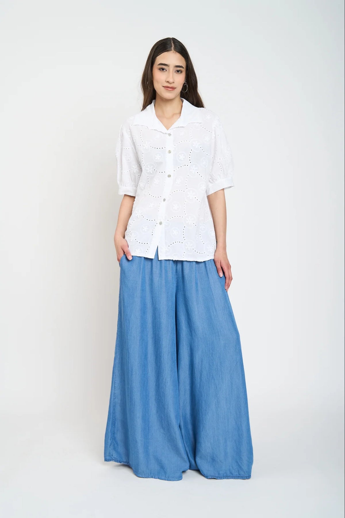 Blusa Manga Corta Mujer Blanca