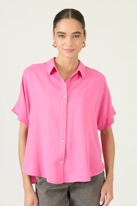 Blusa Mujer Manga Corta Rosa