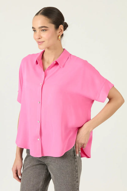 Blusa Mujer Manga Corta Rosa