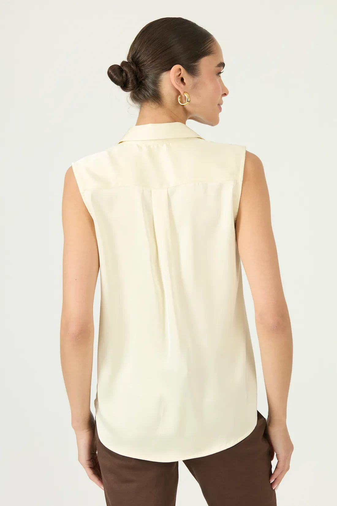 Blusa Mujer Sin Manga Camisera Amarillo