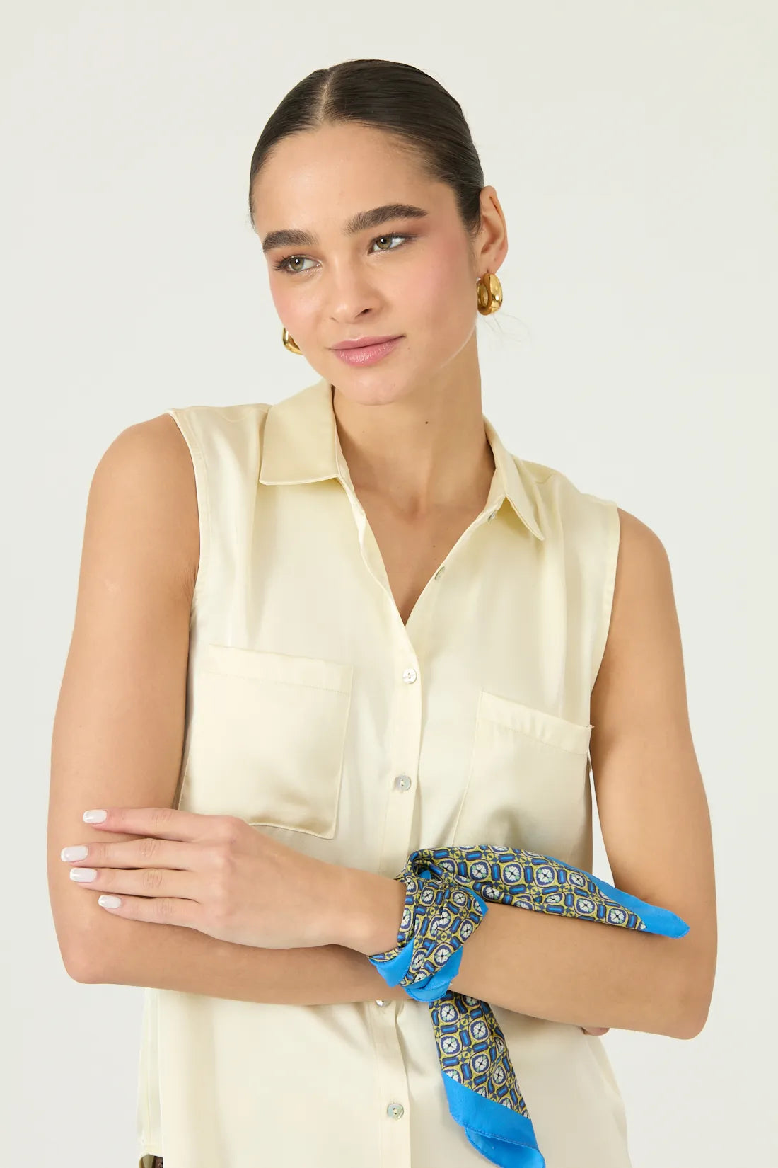 Blusa Mujer Sin Manga Camisera Amarillo