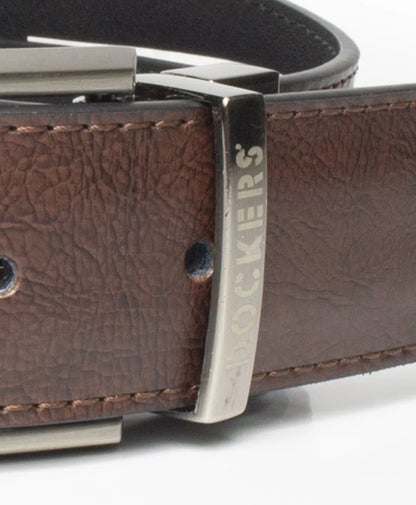Cinturon Hombre Reversible Cuero Cafe Negro
