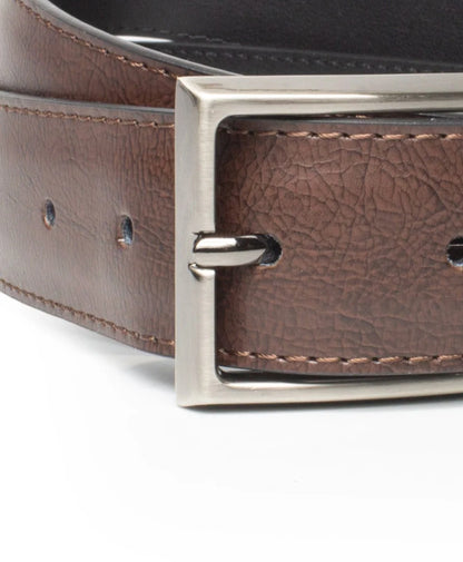 Cinturon Hombre Reversible Cuero Cafe Negro