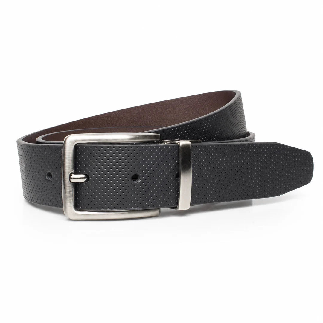 Cinturon Hombre Reversible Cuero Negro Café