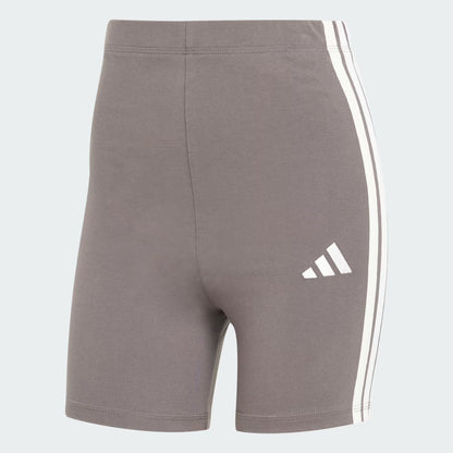 Shorts Mujer Essentials 3 Rayas Tiro Alto Grey Strata
