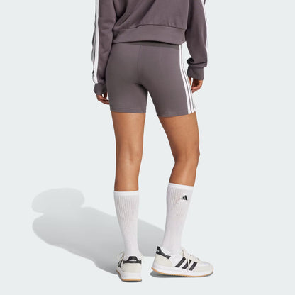 Shorts Mujer Essentials 3 Rayas Tiro Alto Grey Strata