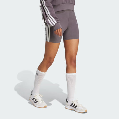 Shorts Mujer Essentials 3 Rayas Tiro Alto Grey Strata