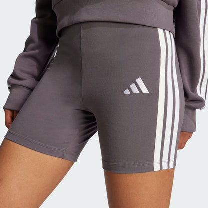 Shorts Mujer Essentials 3 Rayas Tiro Alto Grey Strata