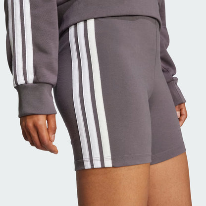 Shorts Mujer Essentials 3 Rayas Tiro Alto Grey Strata