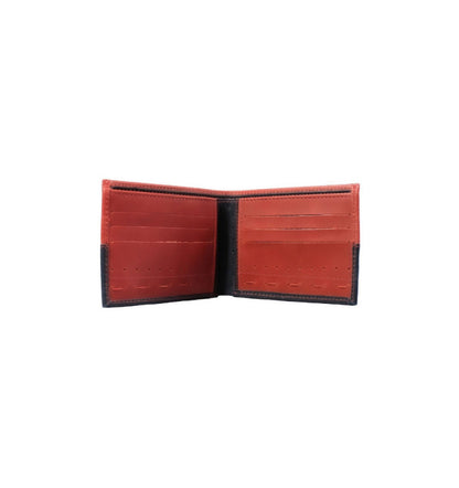 Billetera Hombre Cuero Natural Brigthon Rojo Negro