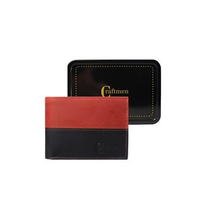 Billetera Hombre Cuero Natural Brigthon Rojo Negro