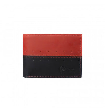 Billetera Hombre Cuero Natural Brigthon Rojo Negro