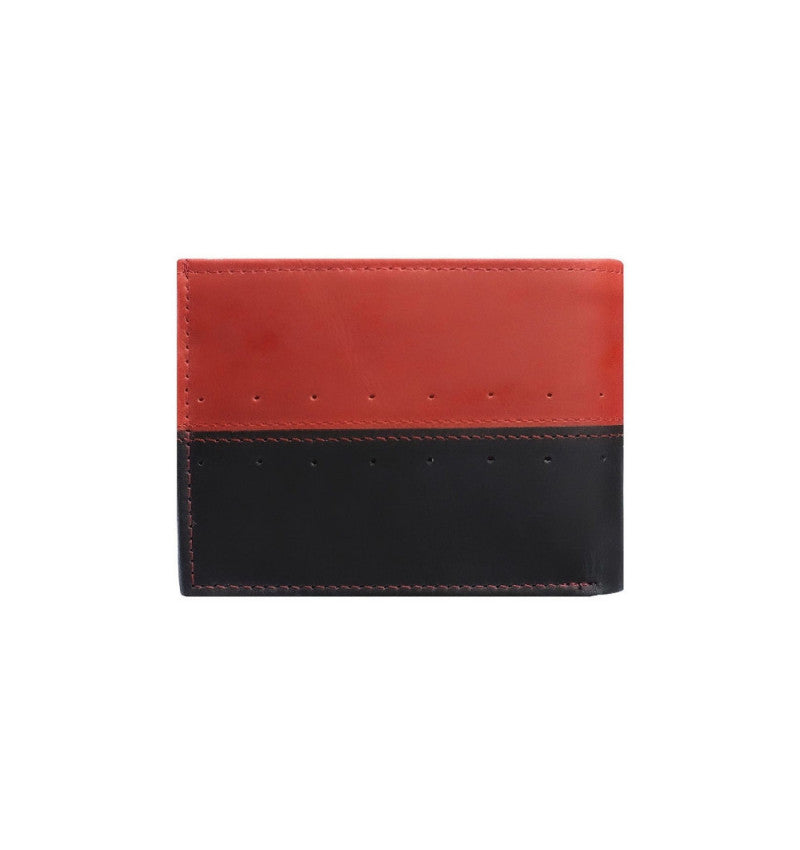 Billetera Hombre Cuero Natural Brigthon Rojo Negro