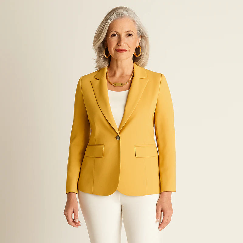 Blazer Mujer Mostaza con Solapa Clásica