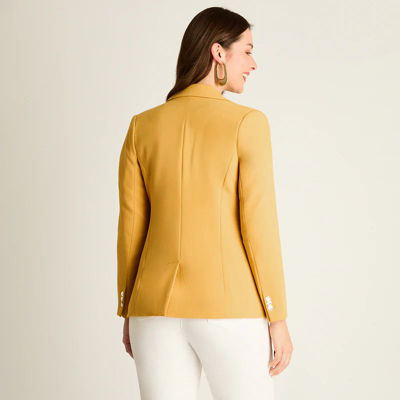 Blazer Mujer Mostaza con Solapa Clásica