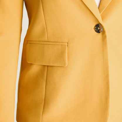 Blazer Mujer Mostaza con Solapa Clásica