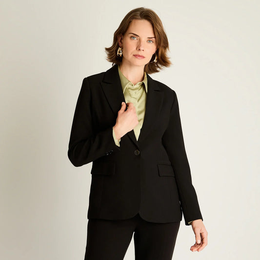 Blazer Mujer Negro con Solapa Clásica