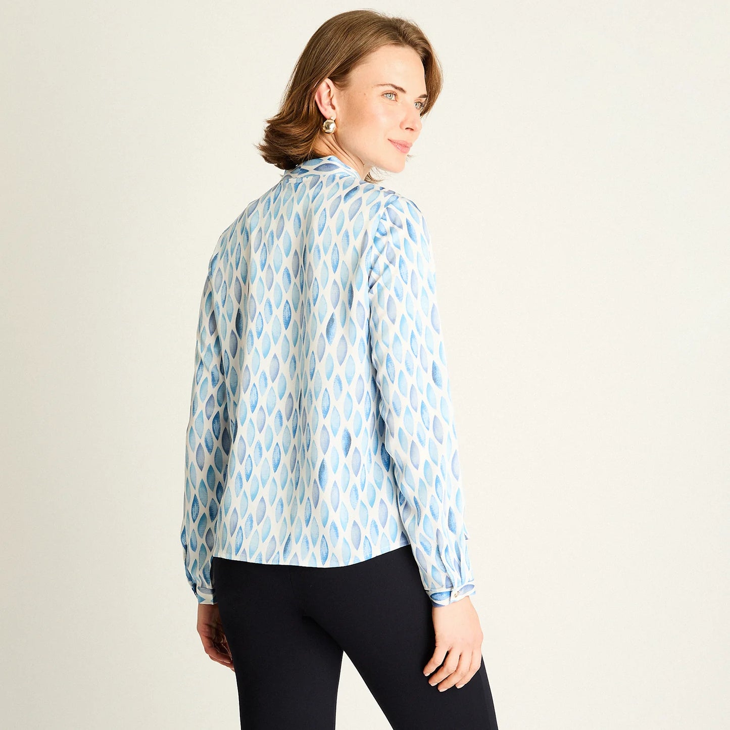 Blusa Mujer Celeste con Estampado Geométrico