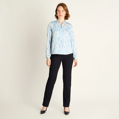 Blusa Mujer Celeste con Estampado Geométrico