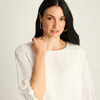 Blusa Mujer Crudo con Manga 3/4 Roll-Up