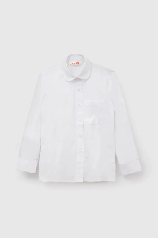 Blusa Escolar Niña Con Botones De Reemplazo Blanca