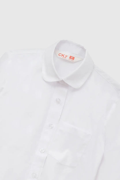 Blusa Escolar Niña Con Botones De Reemplazo Blanca