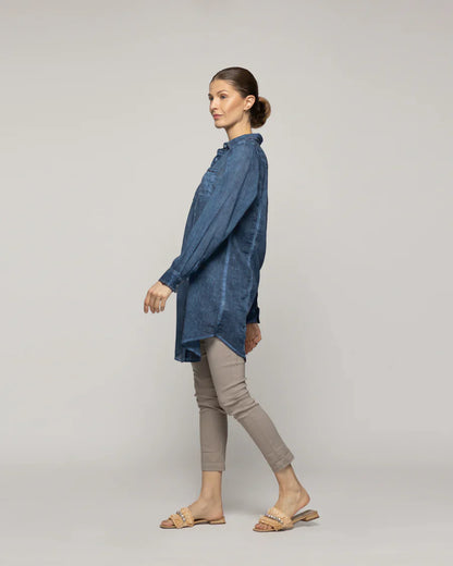 Blusa Mujer Biddy Larga Tipo Jeans Azul