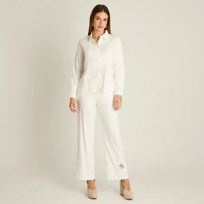 Blusa Mujer Manga Larga con Bordado Crudo
