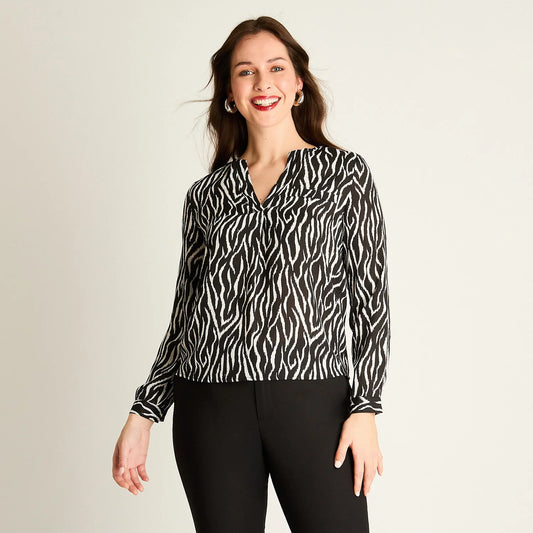 Blusa Mujer Negra Estampado Animal Print