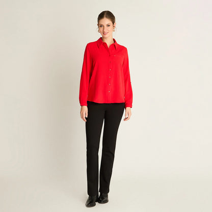 Blusa Mujer Roja de Botones