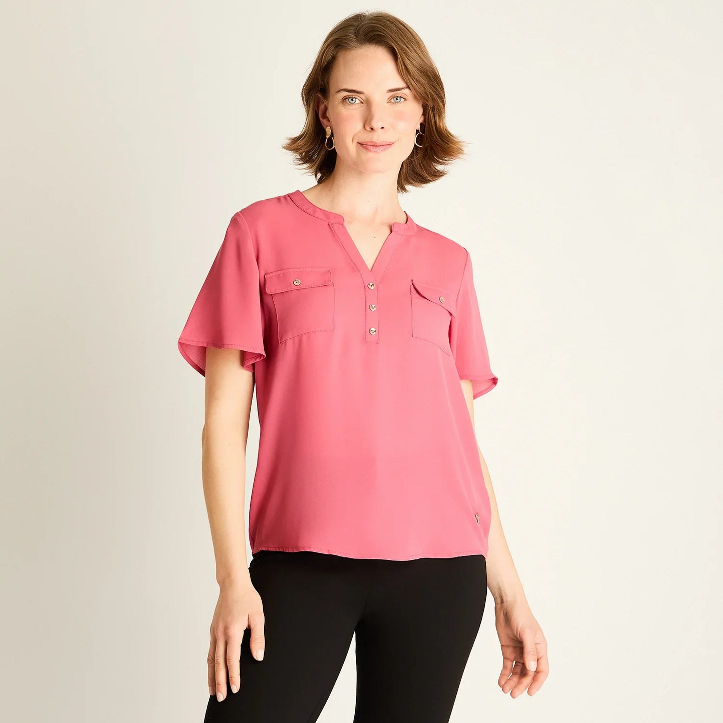 Blusa Mujer Rosado con Bolsillos Frontales