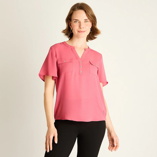 Blusa Mujer Rosado con Bolsillos Frontales